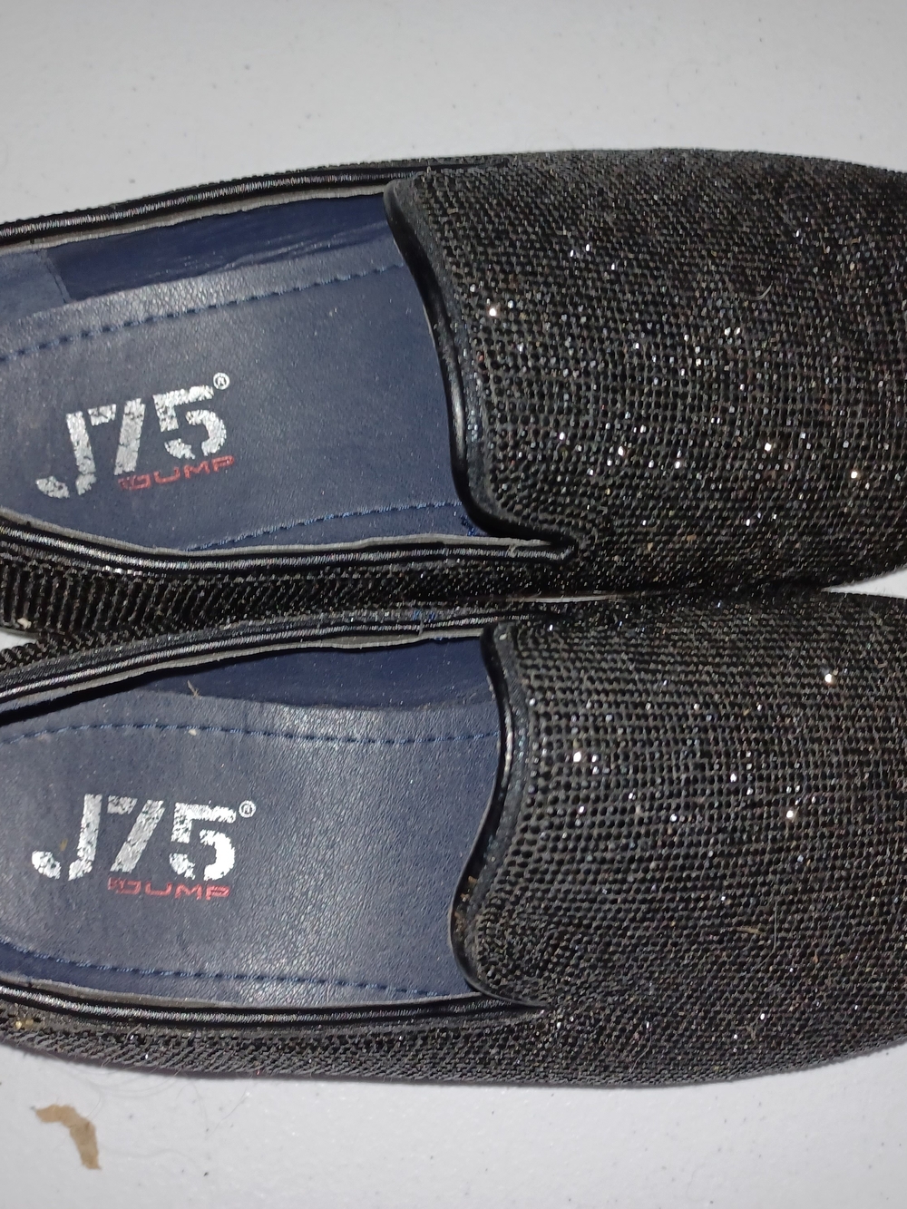Jump Black Glitter Slip-On Loafers